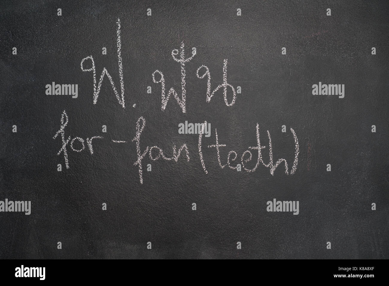 Thai letter written with white chalk on blackboard Stock Photo
