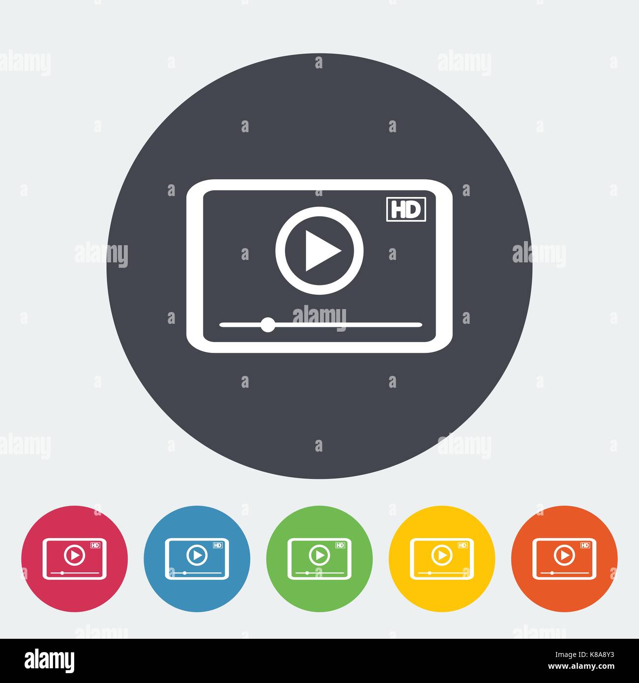 Video player. Single flat icon on the circle. Vector illustration Stock ...
