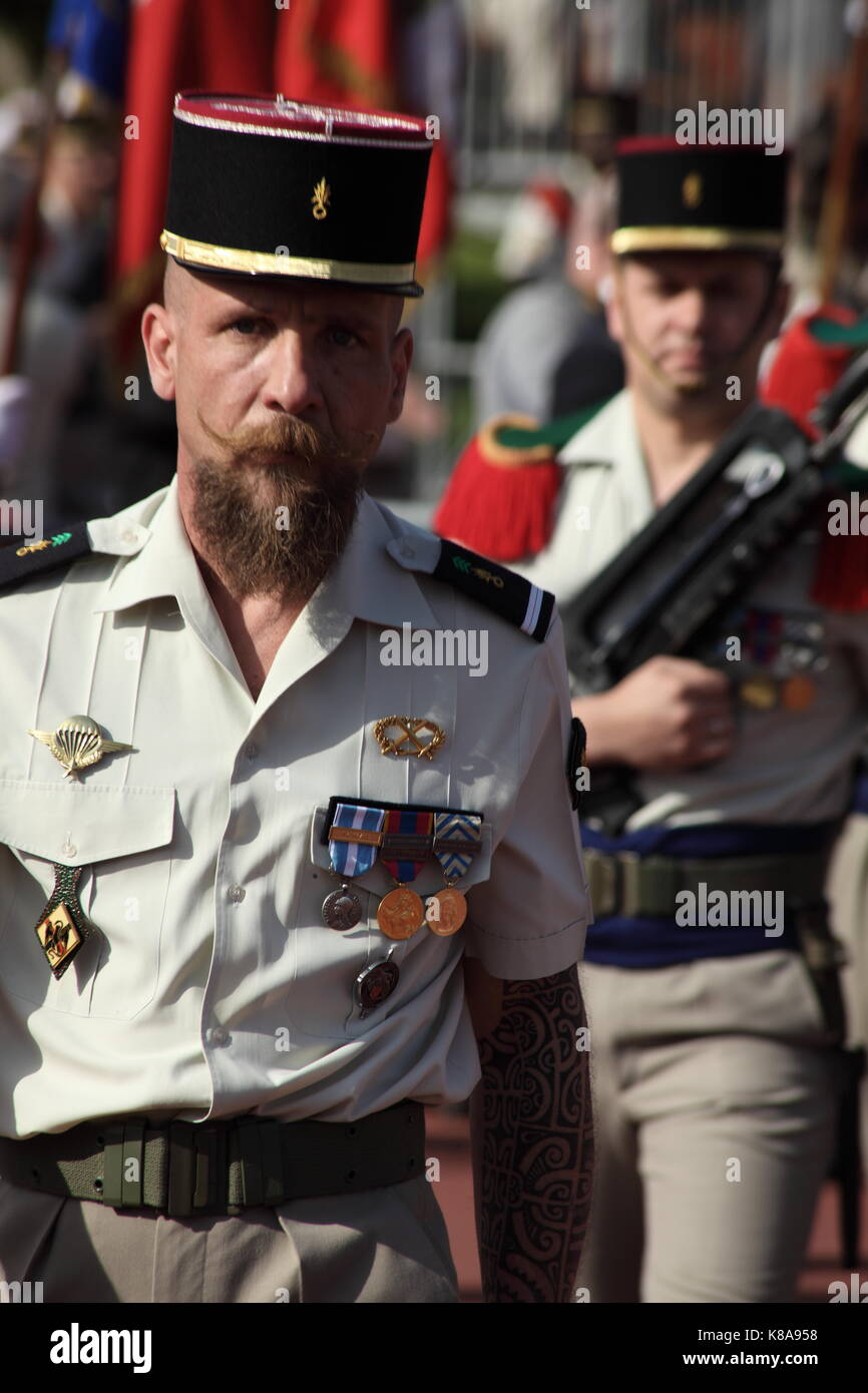 Legionnaires march during the festival of Camerone in Aubagne on April ...