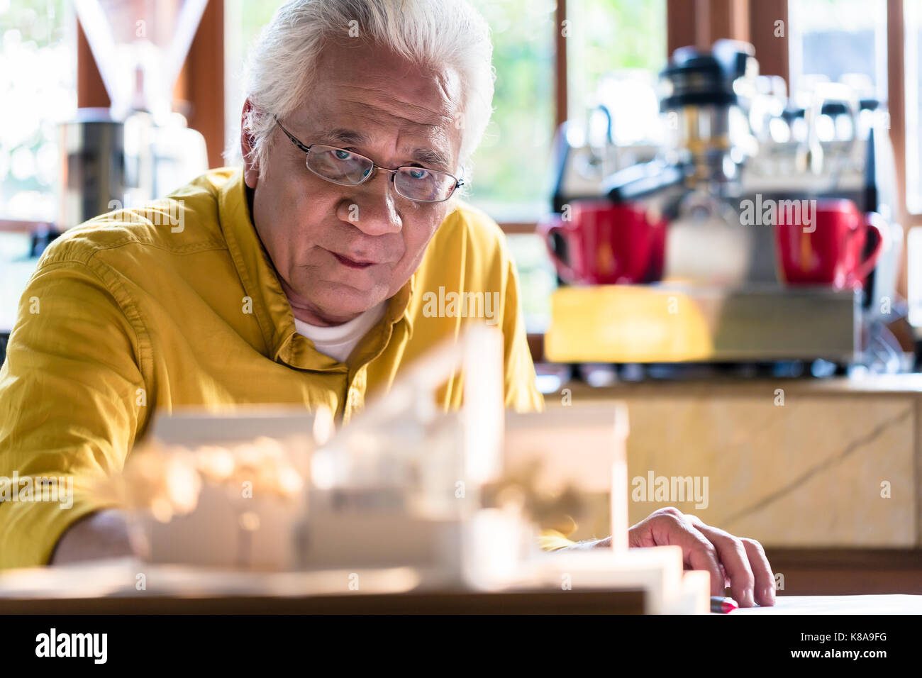 Asian architect expert studying an innovative residential projec Stock Photo