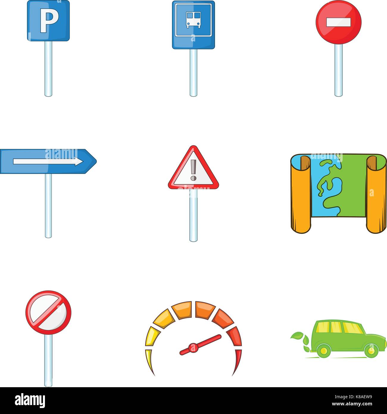Traffic sign icons set, cartoon style Stock Vector Image & Art - Alamy