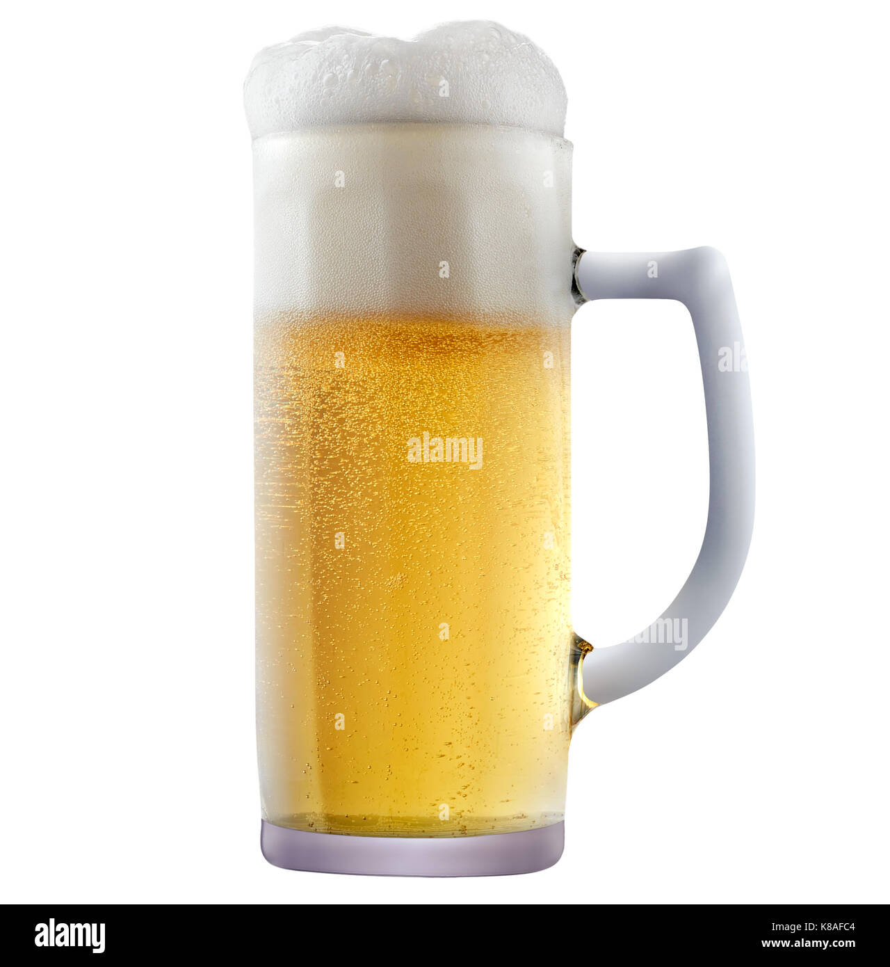 Mug of frosty beer with foam Stock Photo Alamy