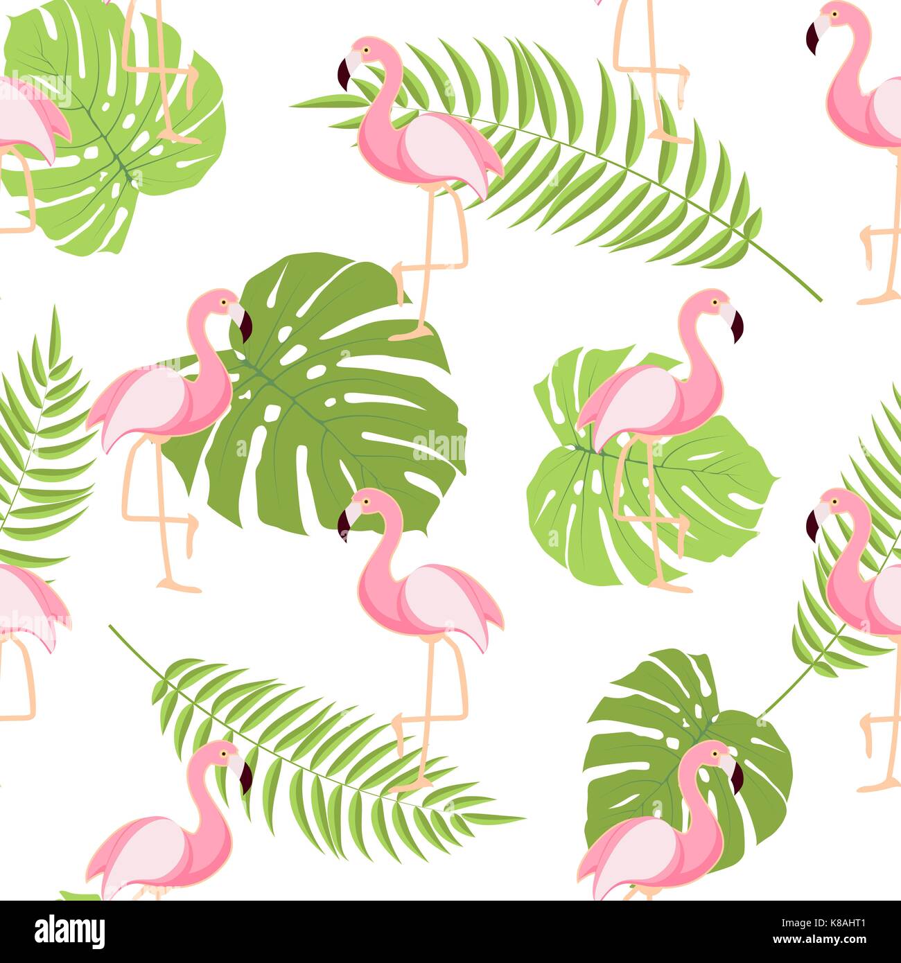 Cute Retro Seamless Flamingo Pattern Background Vector Illustration ...