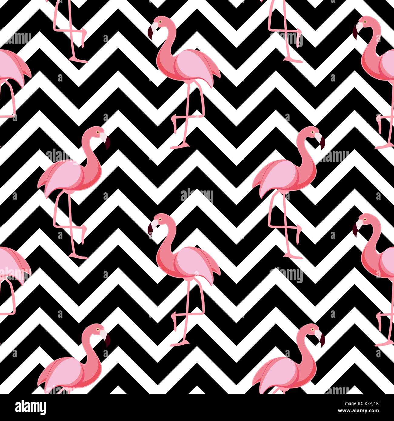 Cute Retro Seamless Flamingo Pattern Background Vector Illustration ...