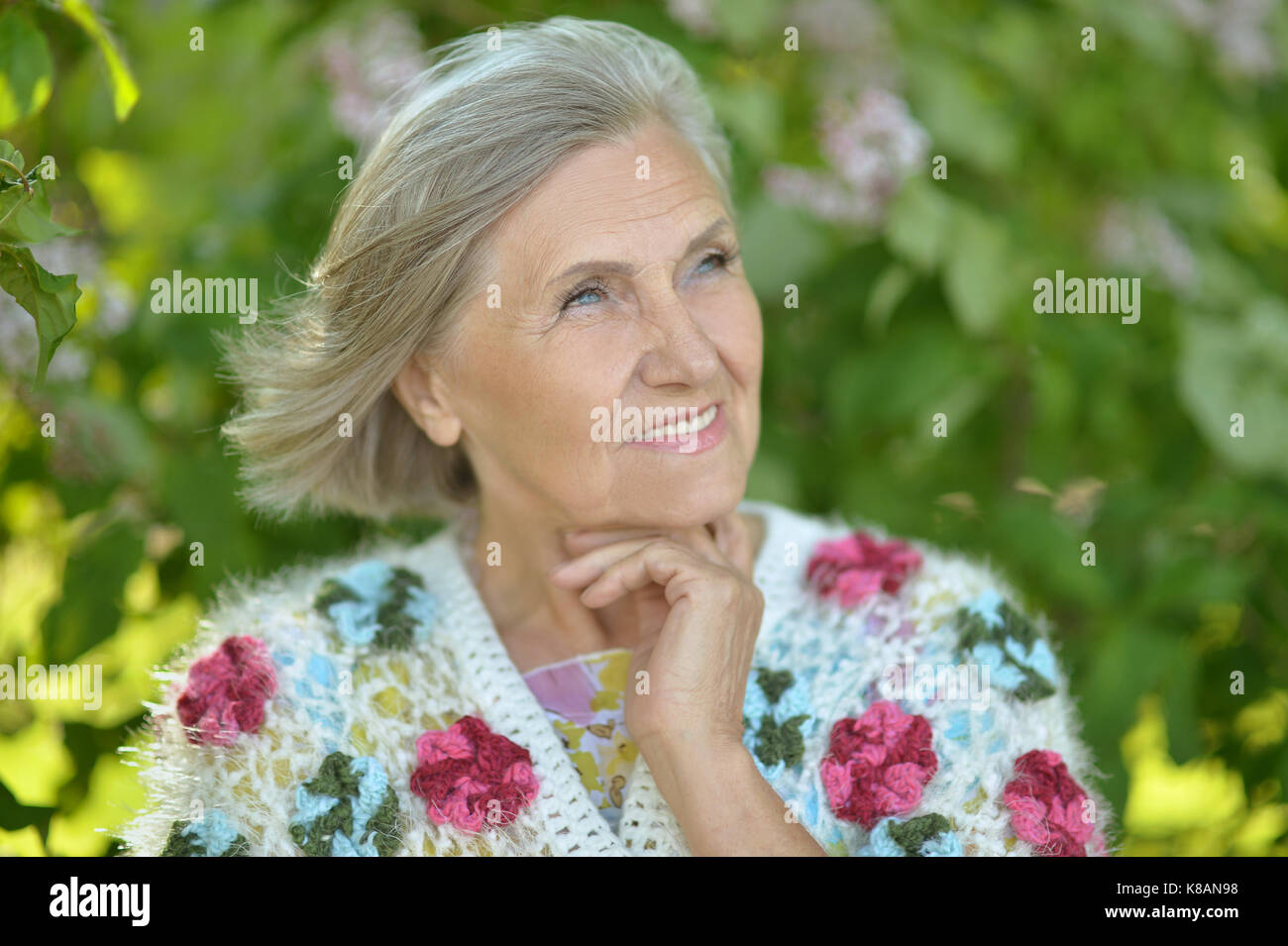 woman posing in summer park  Stock Photo