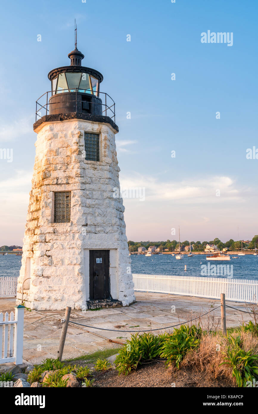 Newport Harbor (Goat Island) Lighthouse, Newport, Rhode Island Stock Photo