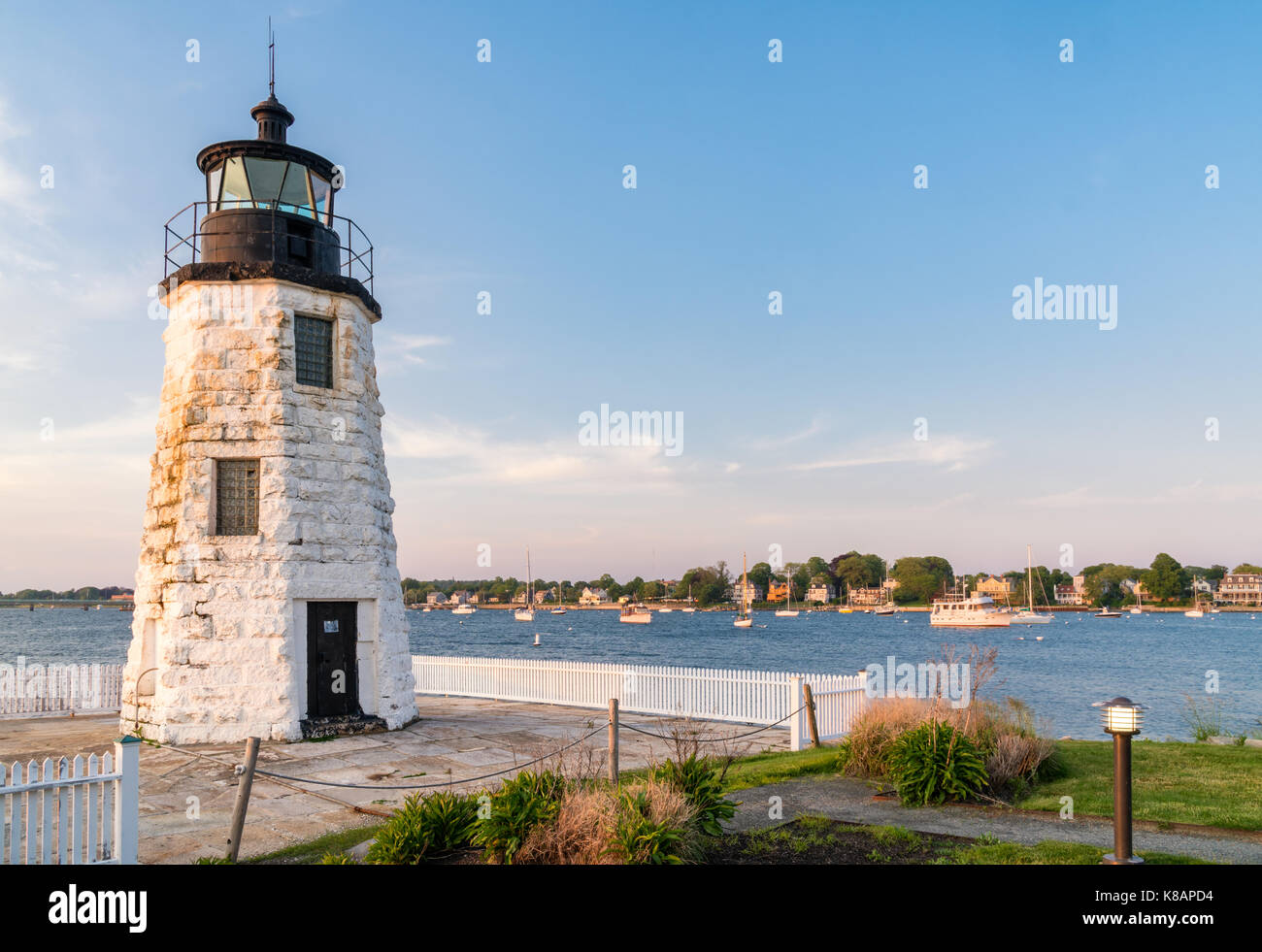 Newport Harbor (Goat Island) Lighthouse, Newport, Rhode Island Stock