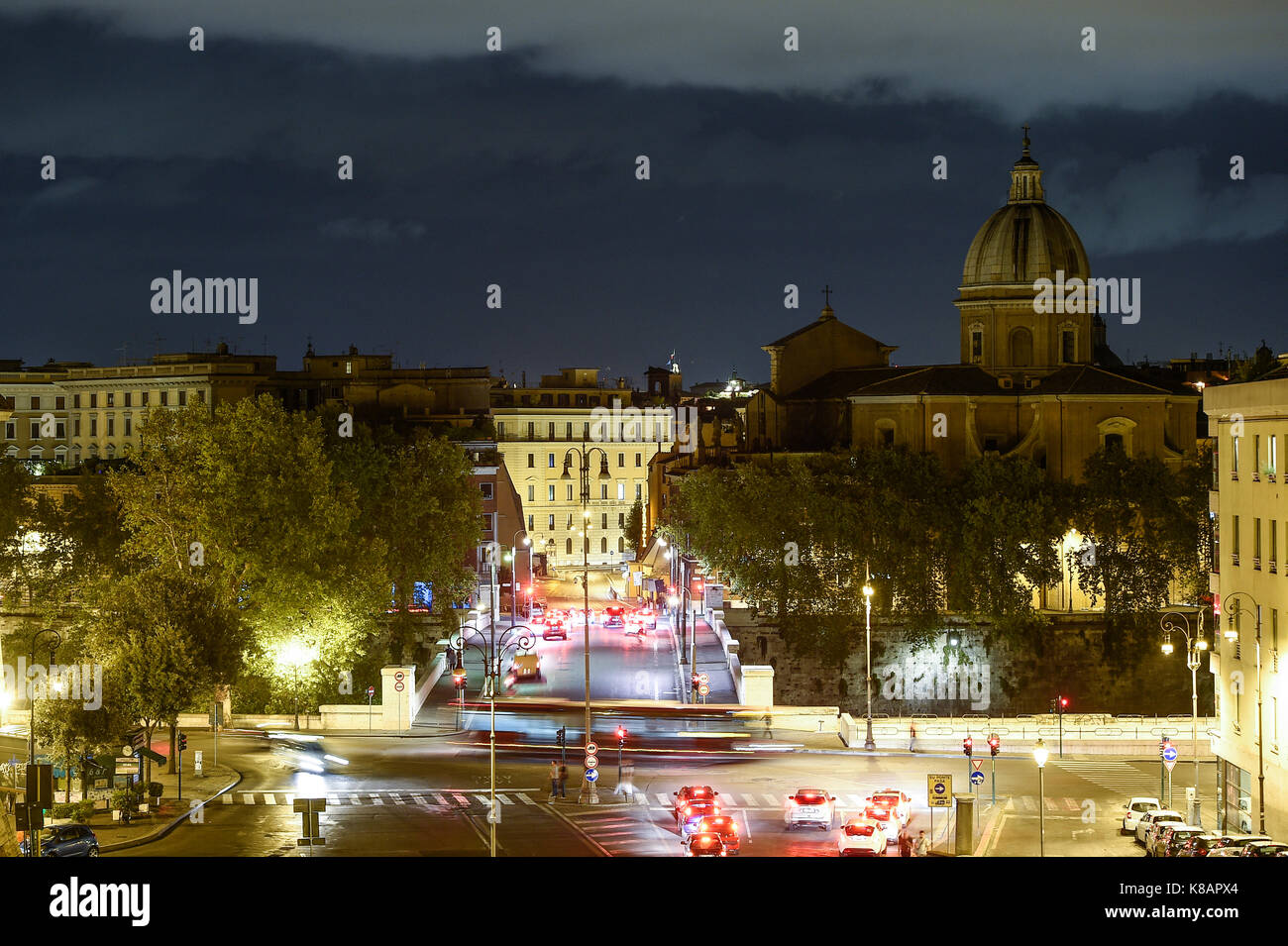 Busy intersection of Rome, Italy Stock Photo