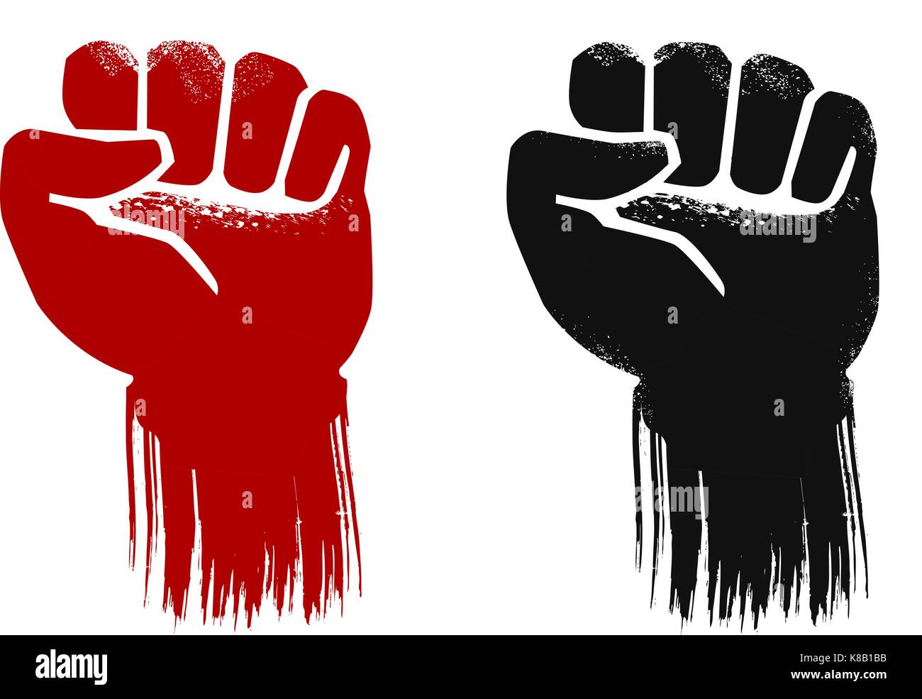 Raised fist, grunge. Force, strength, power symbol. Vector illustration Stock Vector