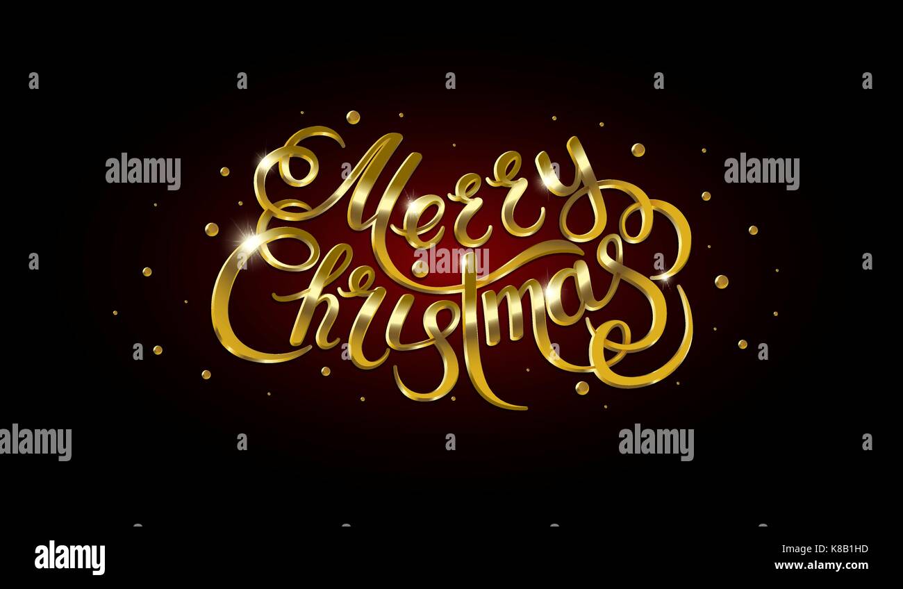 Golden text on black background. Merry Christmas and Happy New Year ...