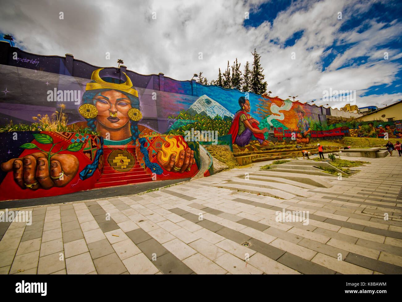 QUITO, ECUADOR AUGUST 20 2017 Street graffiti on a wall in central