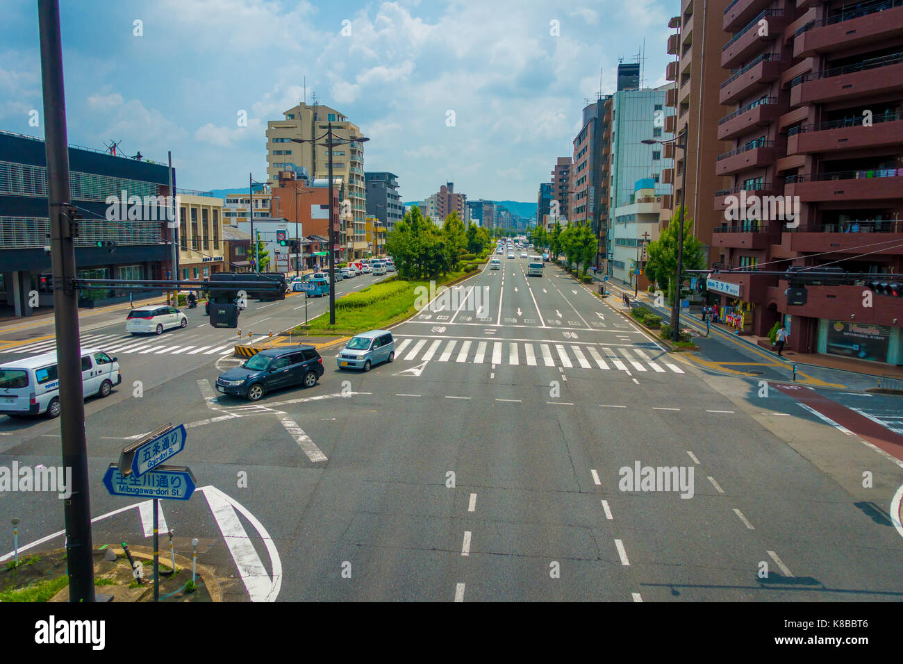 KYOTO, JAPAN JULY 05, 2017 Cars on the street of Kyoto in Japan
