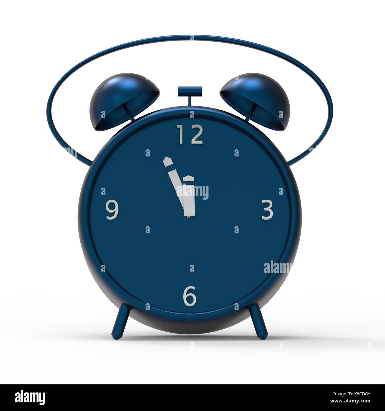 The alarm clock with little minutes to twelve o'clock Stock Photo