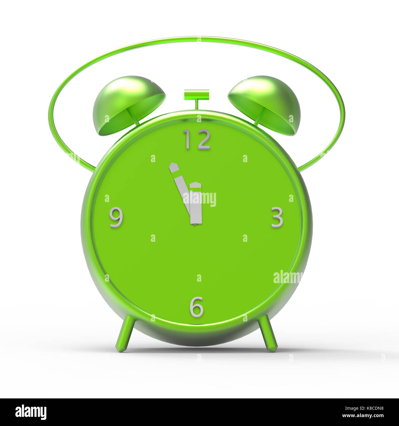 The alarm clock with little minutes to twelve o'clock Stock Photo