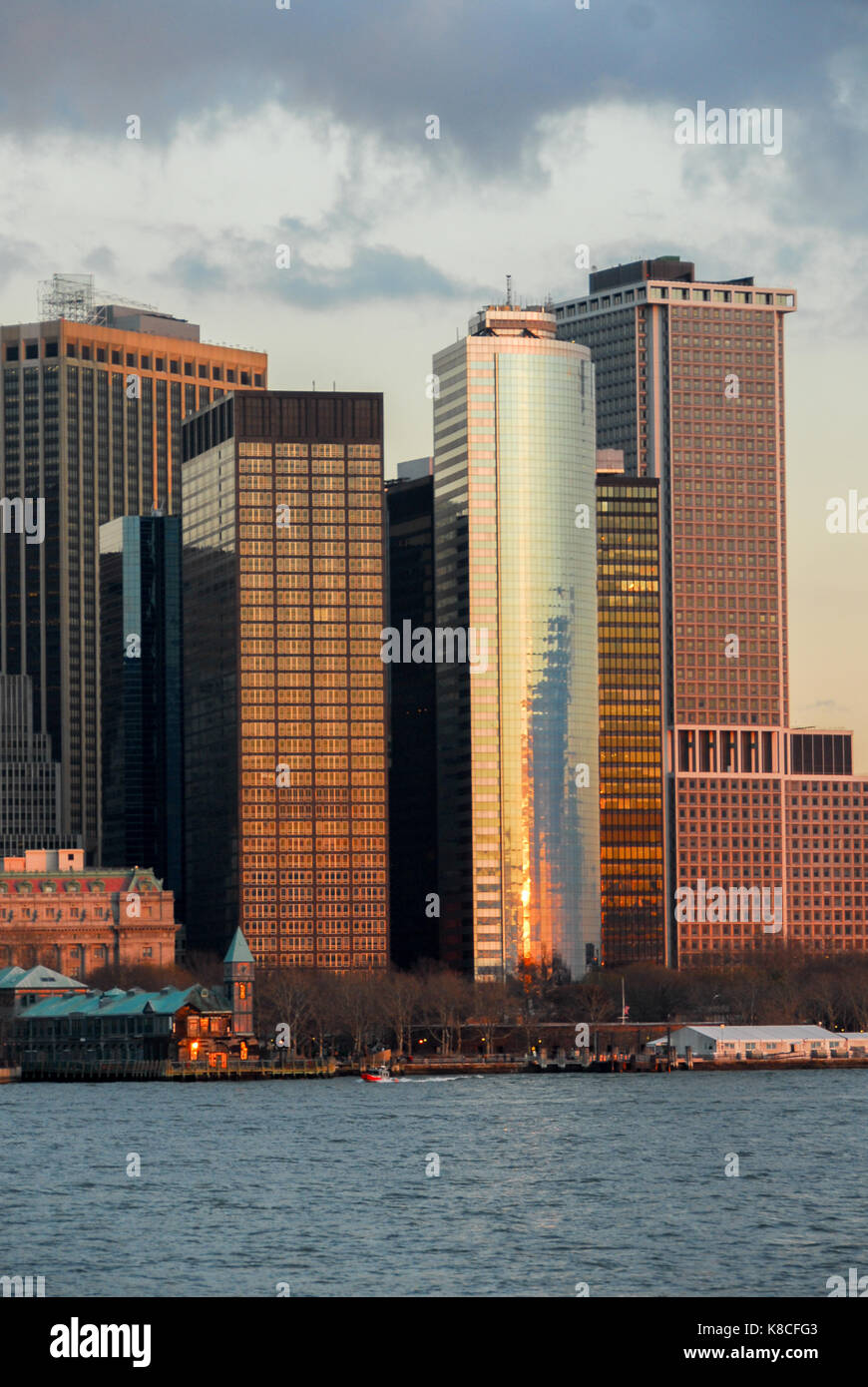 Lower Manhattan Skyline from the Hudson River in New York City Stock ...