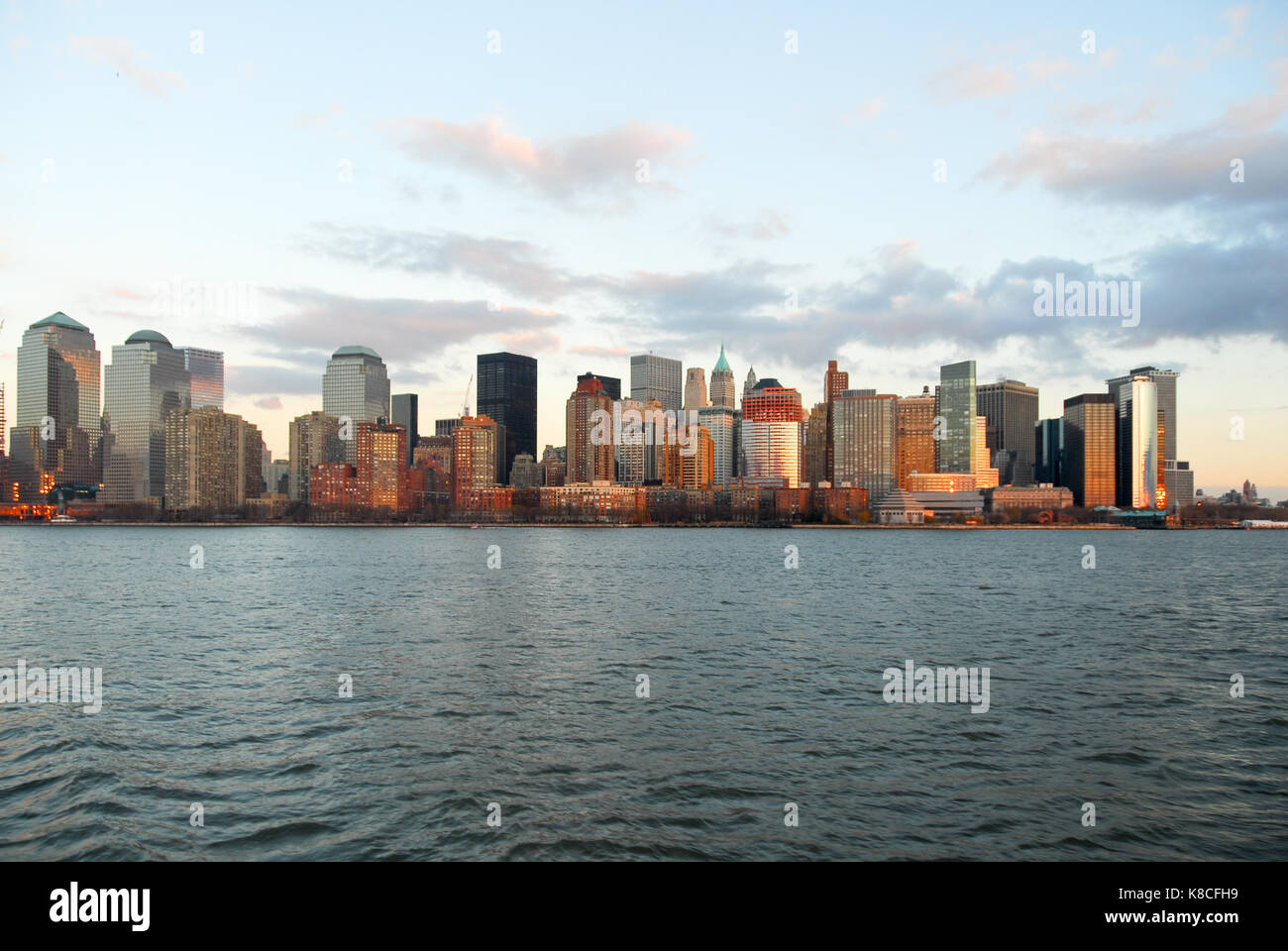 Lower Manhattan Skyline from the Hudson River in New York City Stock ...