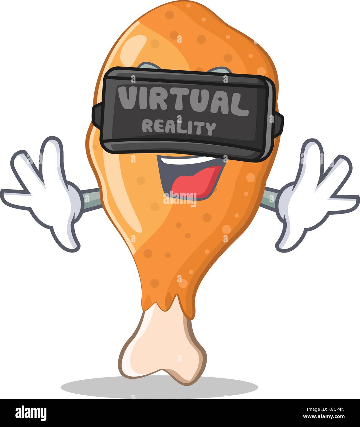 With virtual reality fried chicken character cartoon Stock Vector Image ...