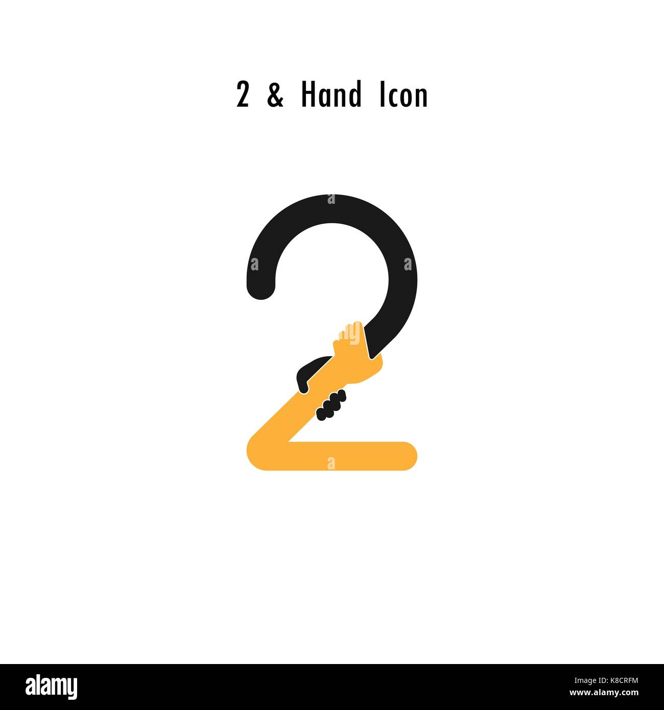 Creative 2- Number icon abstract and hands icon design vector template ...