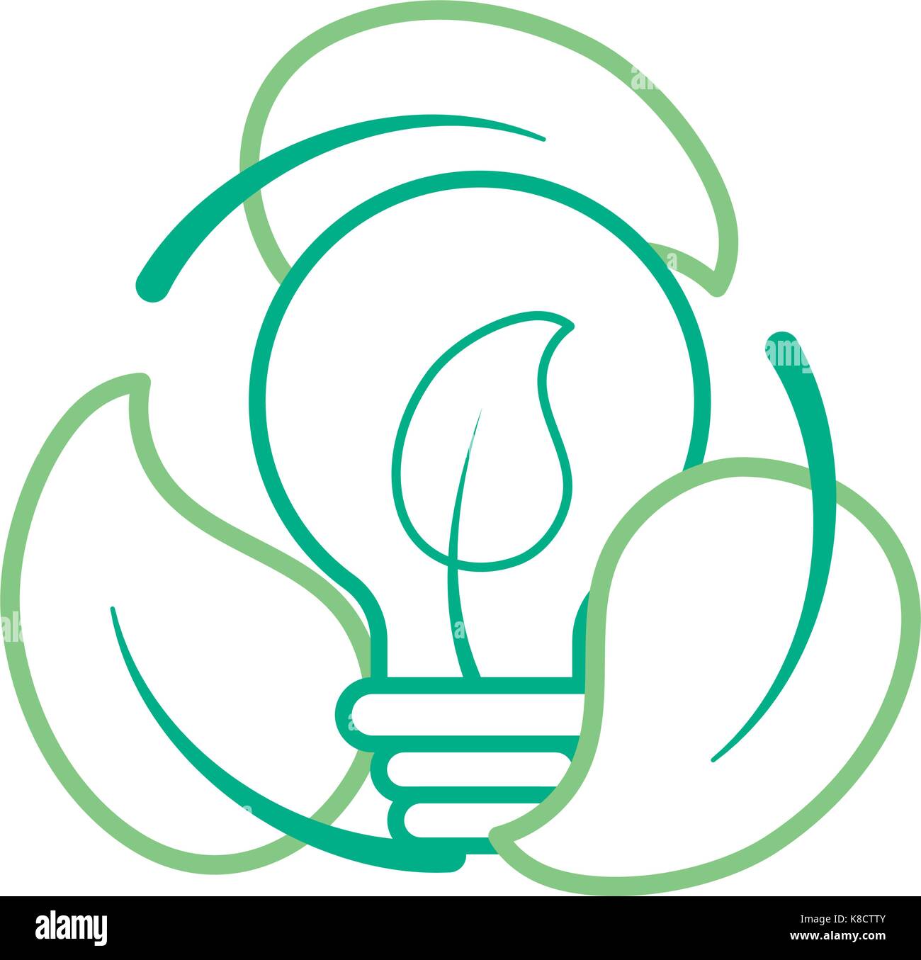 line nice bulb with leaf inside and leaves around Stock Vector Image ...