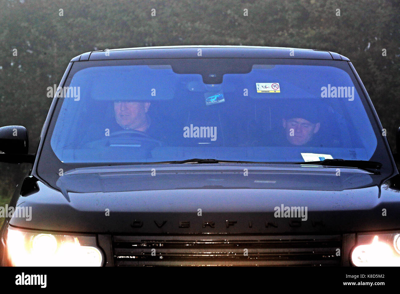 Wayne Rooney is driven in to Everton's Finch Farm Training Ground, after being banned from driving for two years and ordered to perform 100 hours of unpaid work as part of a 12-month community order. Stock Photo