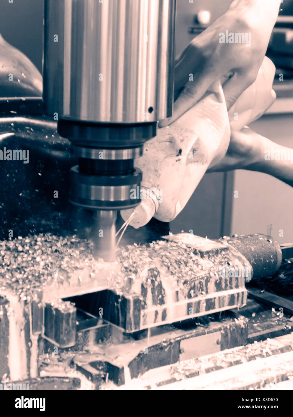 Milling metalworking process. Stock Photo