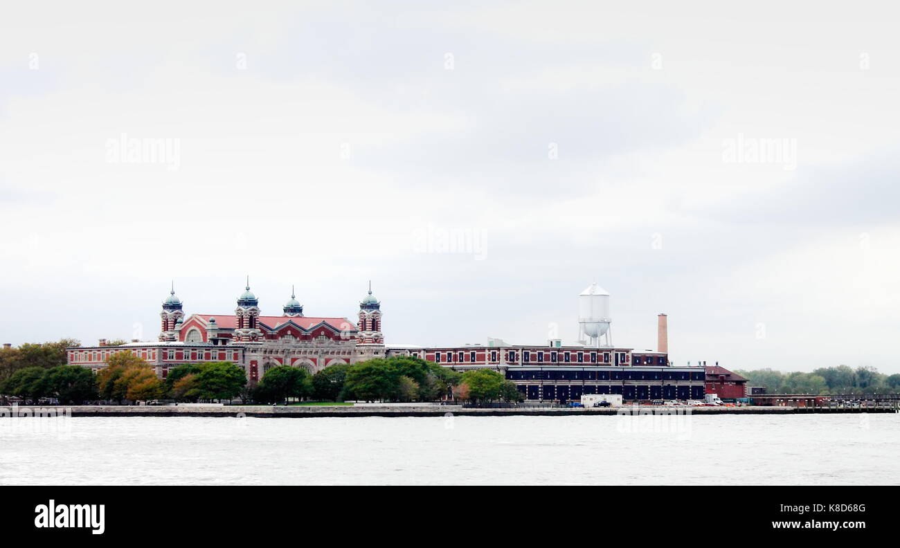 New York, USA - 28 September, 2016: Ellis Island, in Upper New York Bay, was the gateway for over 12 million immigrants to the United States as the na Stock Photo