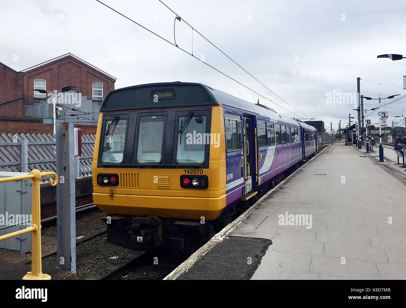 A 142 Pacer diesel train at Doncaster station, Yorkshire. Stock Photo