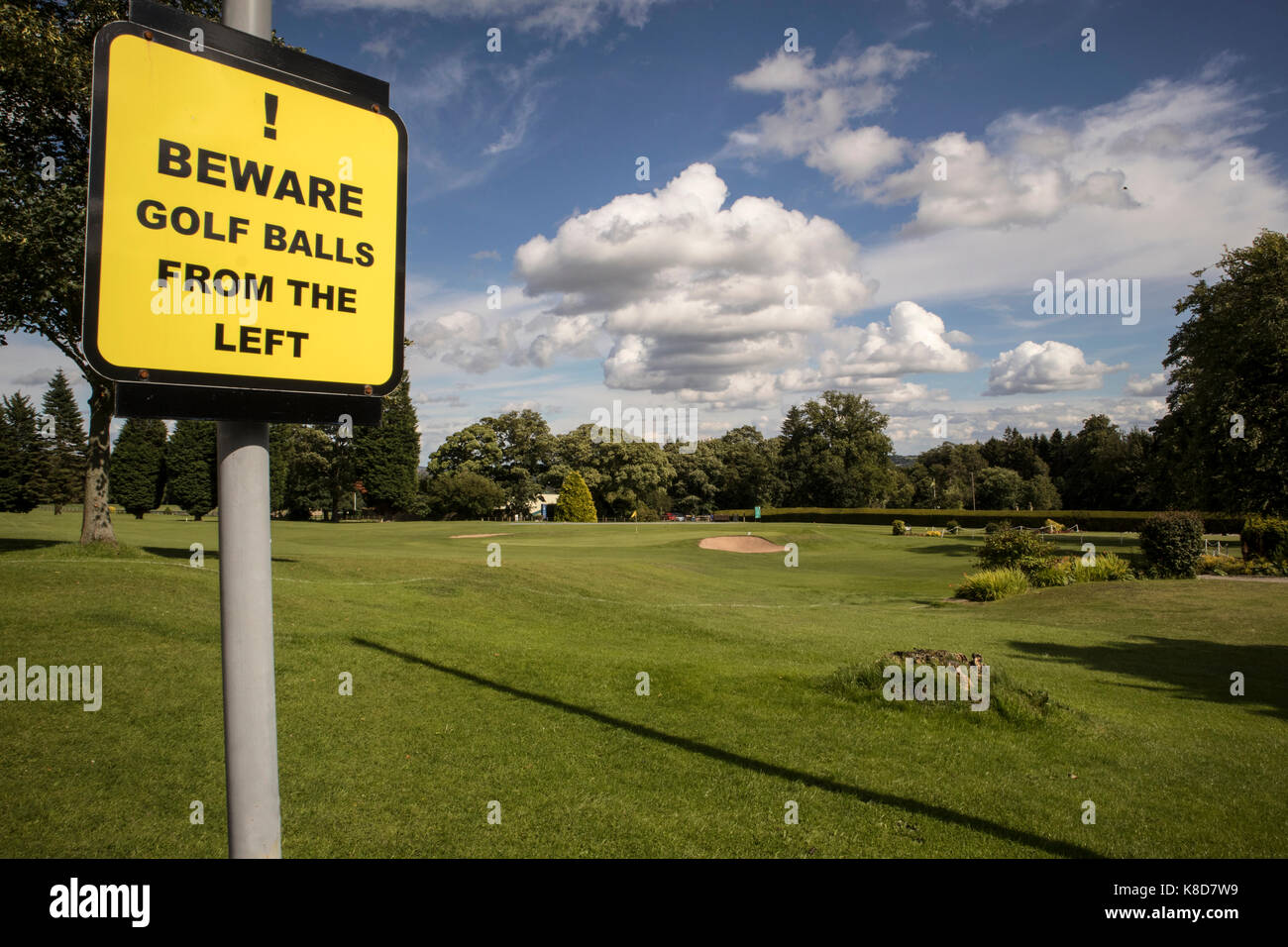 The 18th hole and green at Bingley St Ives Golf Club, at Harden