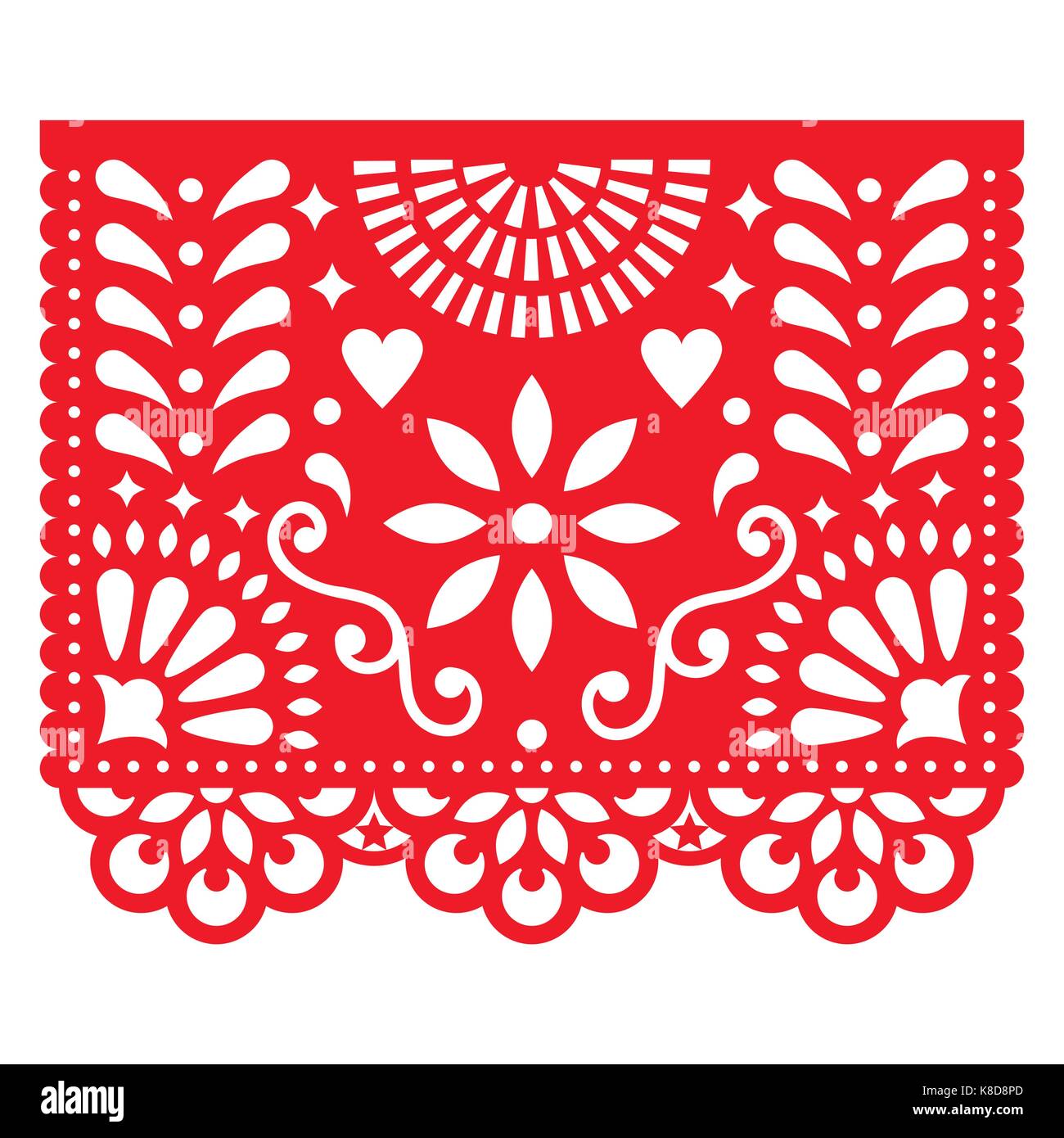 Red Banner with White and Black Floral Paper Decor Stock Image