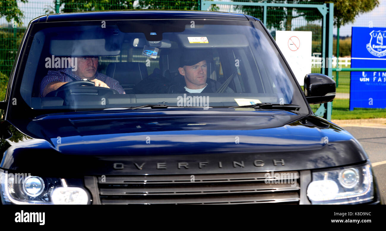 Wayne Rooney is driven from Everton's Finch Farm Training Ground, after being banned from driving for two years and ordered to perform 100 hours of unpaid work as part of a 12-month community order. Stock Photo