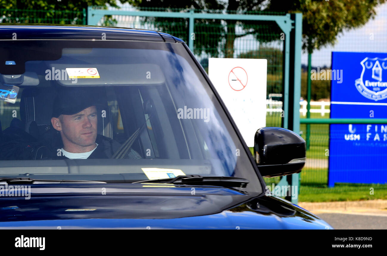 Wayne Rooney is driven from Everton's Finch Farm Training Ground, after being banned from driving for two years and ordered to perform 100 hours of unpaid work as part of a 12-month community order. Stock Photo