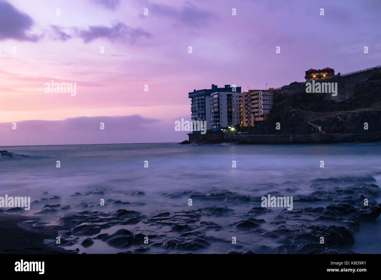 Sunset on the Beach of Canary Island Stock Photo