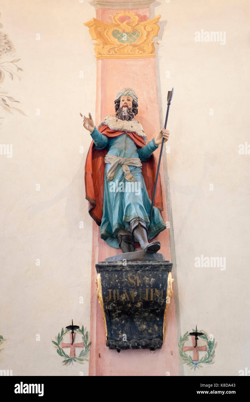 Statue of Saint Joachim inside a 18th century chapel in Bregenz, Austria Stock Photo