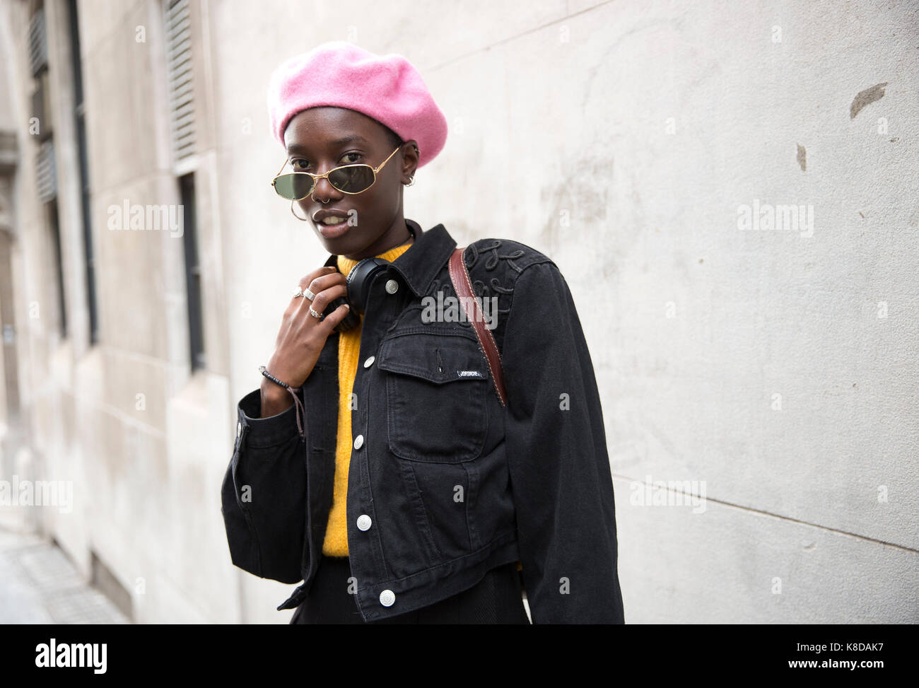 Fashionistas outside the BFC Show Space during the London Fashion Week SS18. PRESS ASSOCIATION. Picture date: Tuesday September 19, 2017. Photo credit should read: Isabel Infantes/PA Wire Stock Photo