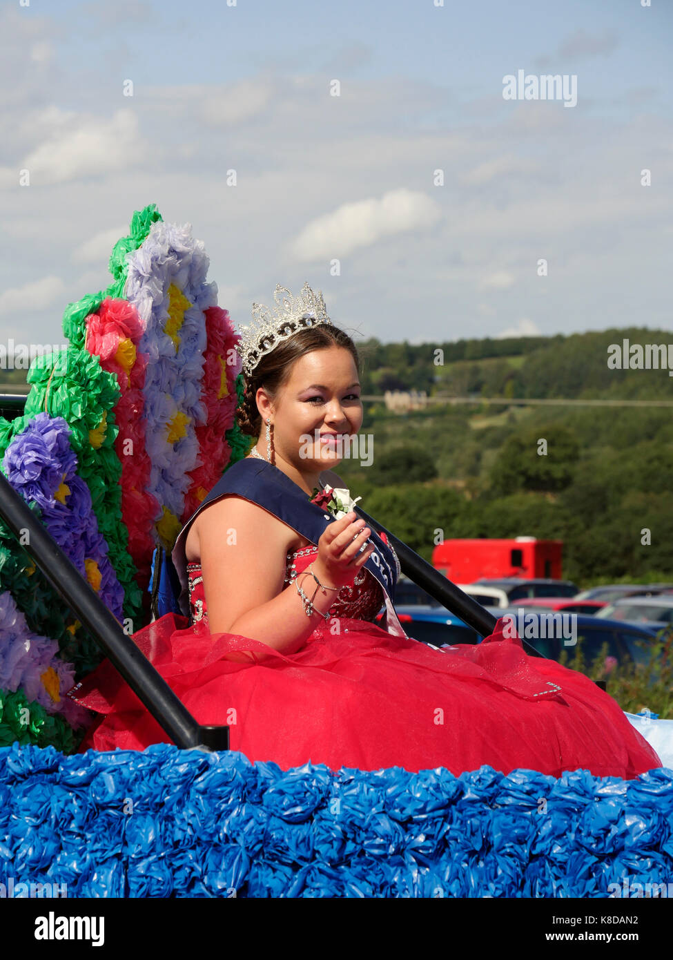 Carnival Queen Waving Barlow Street Carnival Parade In Derbyshire 