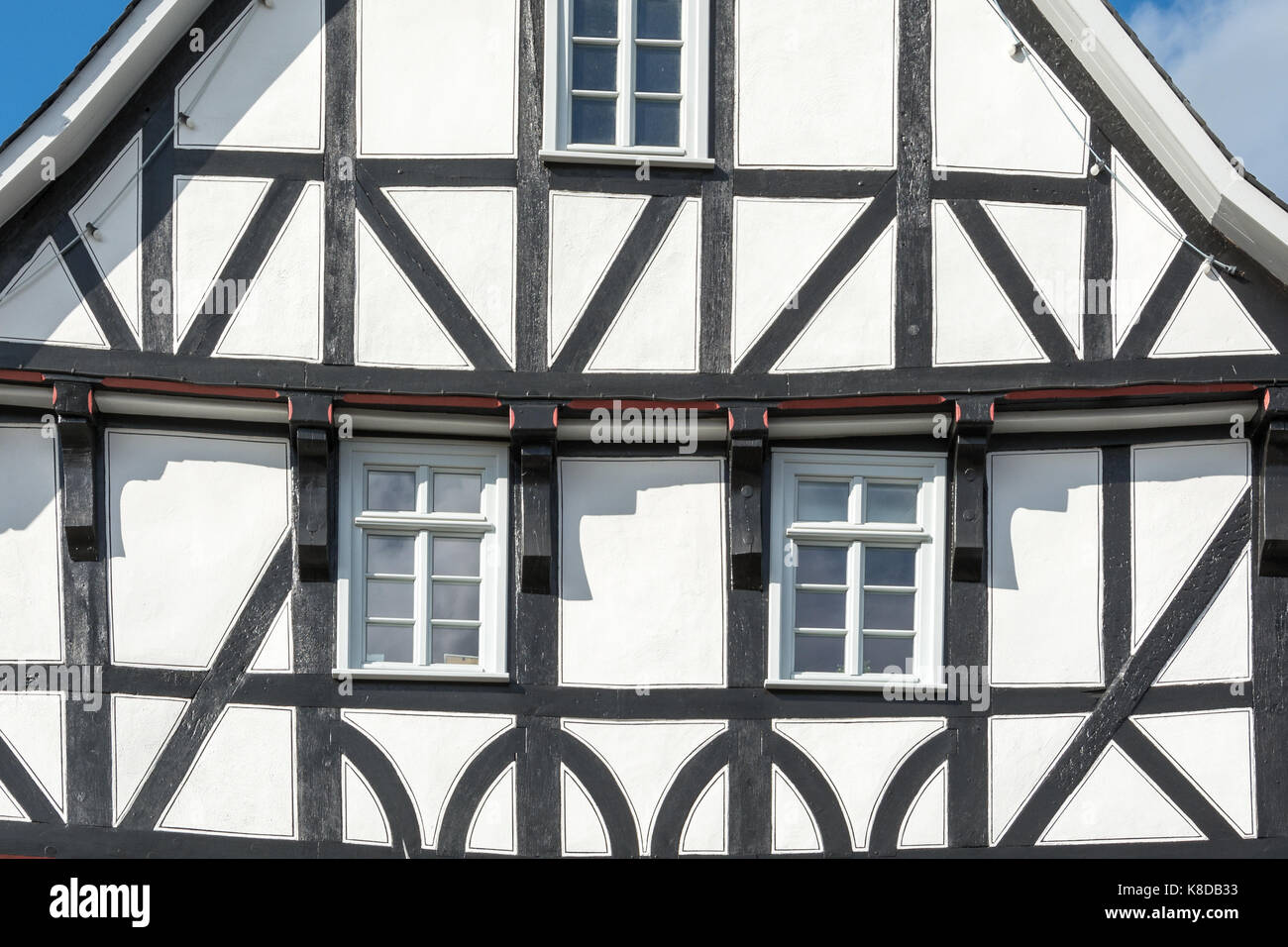 Historic black and white half timbered house from the front Stock Photo ...