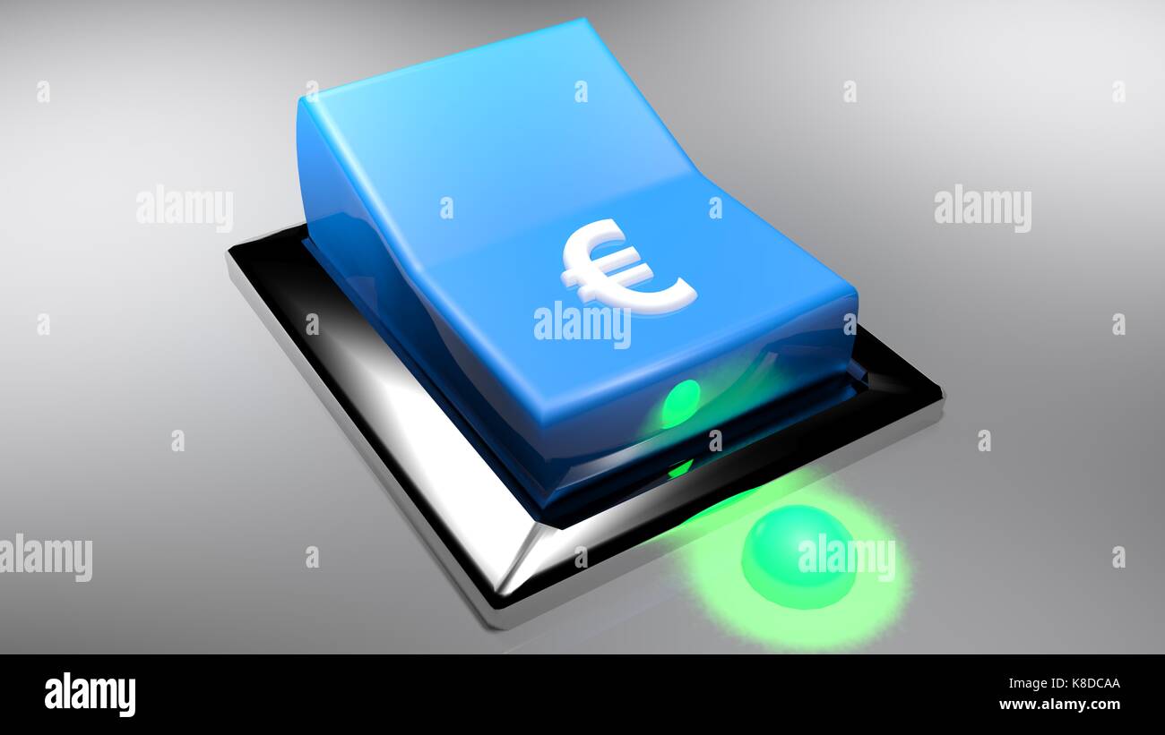 Blue switch with dollar sign - 3D rendering Stock Photo