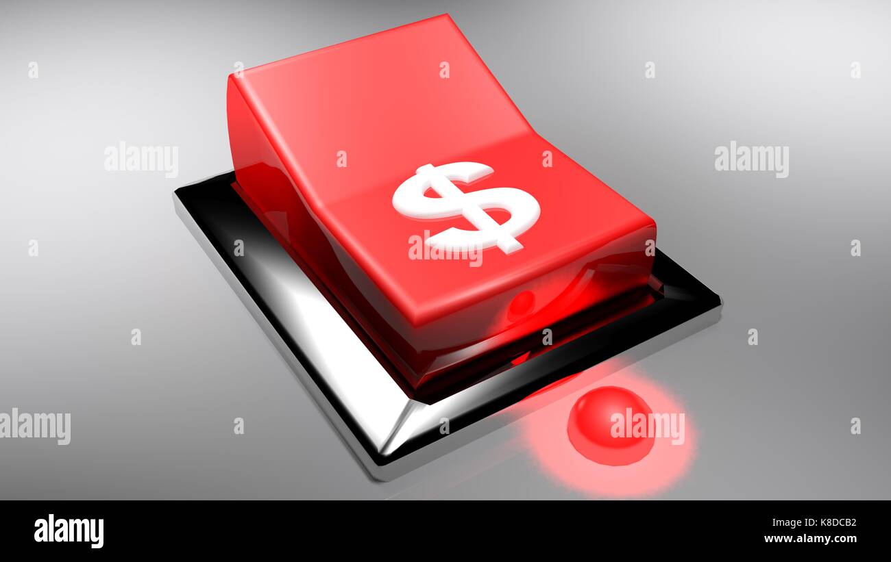 Red switch with dollar sign - 3D rendering Stock Photo