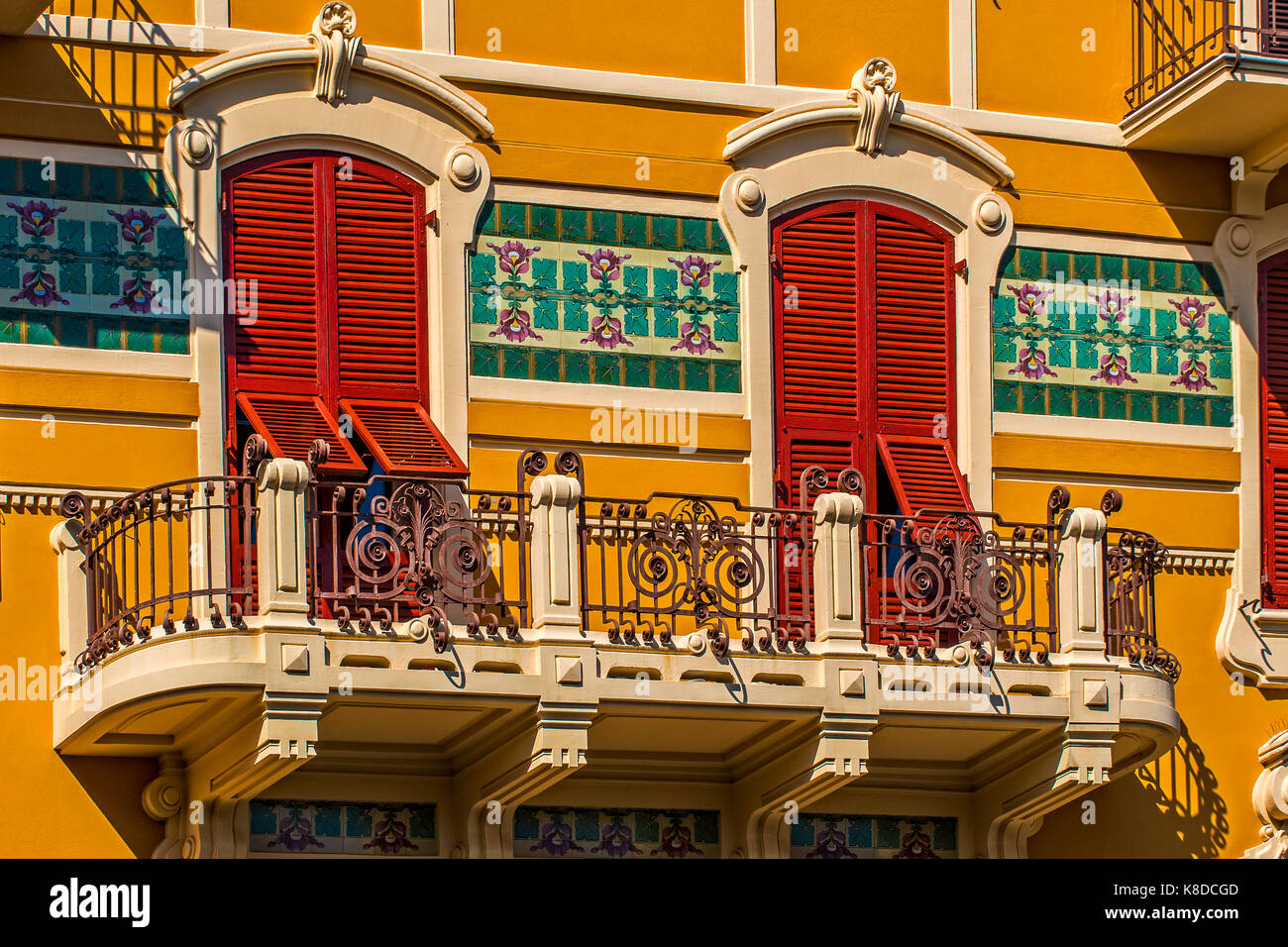 Italy Liguria Chiavari - Piazza Roma - house liberty style Stock Photo