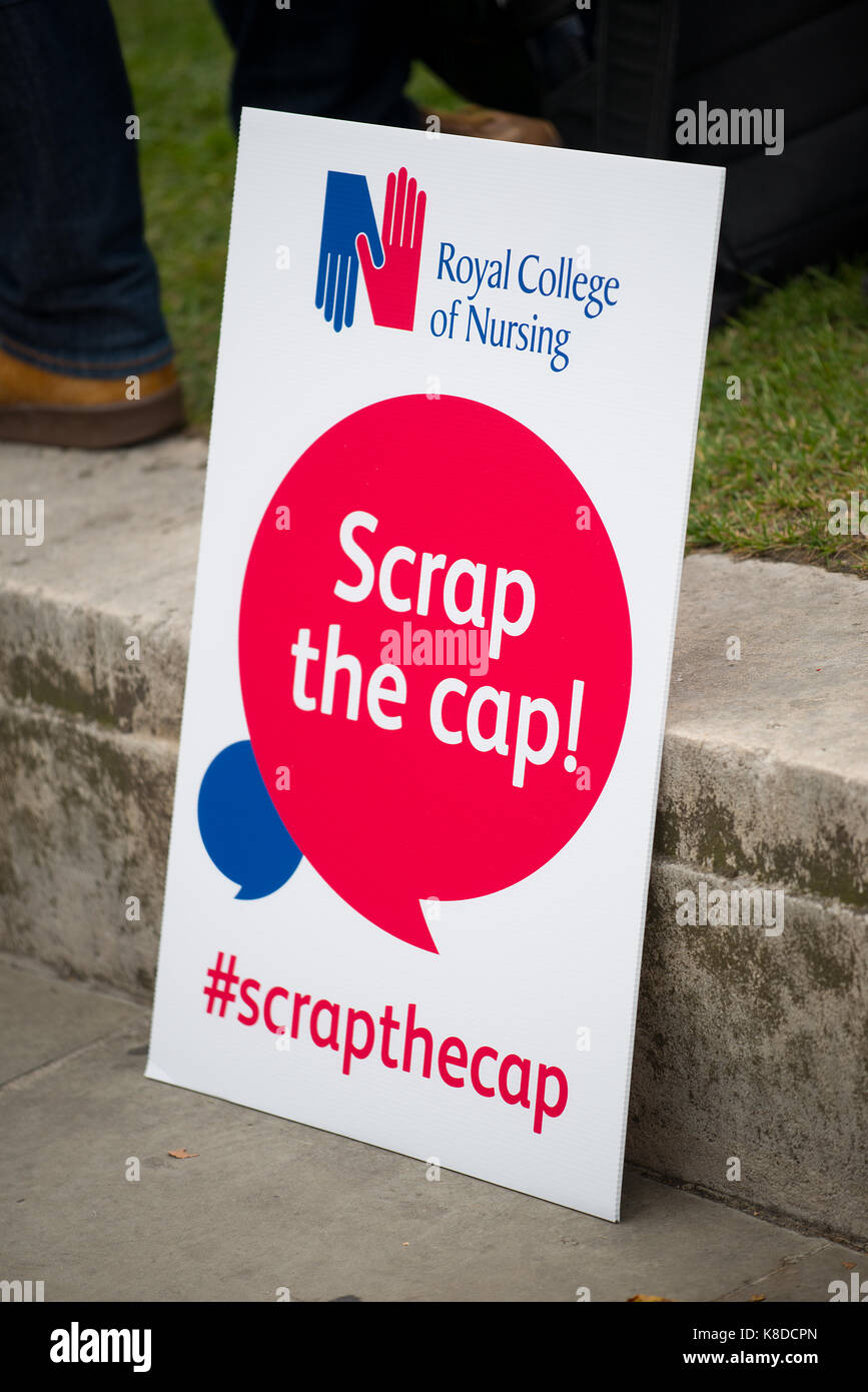 Scrap The Cap Protest - Thousands of nurses gather at Parliament Square in London, to campaign against the government's 1% public sector pay cap. Stock Photo