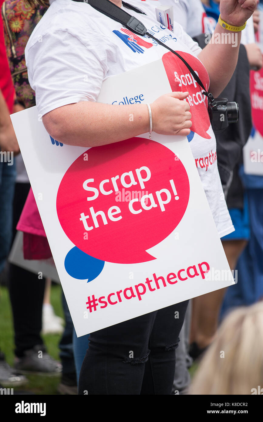 Scrap The Cap Protest - Thousands of nurses gather at Parliament Square in London, to campaign against the government's 1% public sector pay cap. Stock Photo