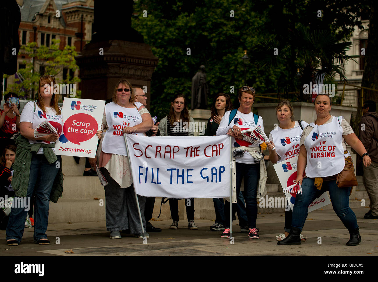 Scrap The Cap Protest - Thousands of nurses gather at Parliament Square in London, to campaign against the government's 1% public sector pay cap. Stock Photo