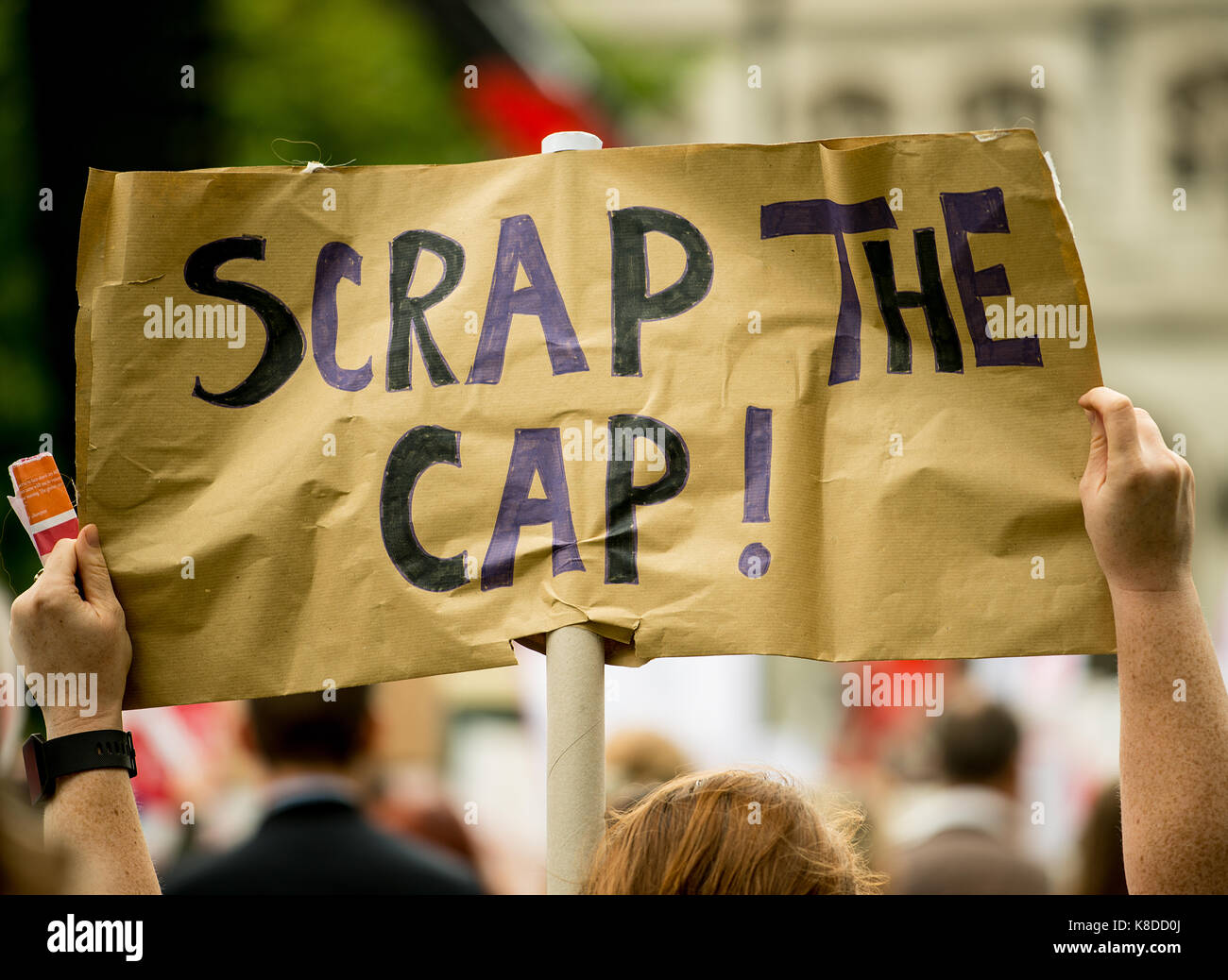 Scrap The Cap Protest - Thousands of nurses gather at Parliament Square in London, to campaign against the government's 1% public sector pay cap. Stock Photo