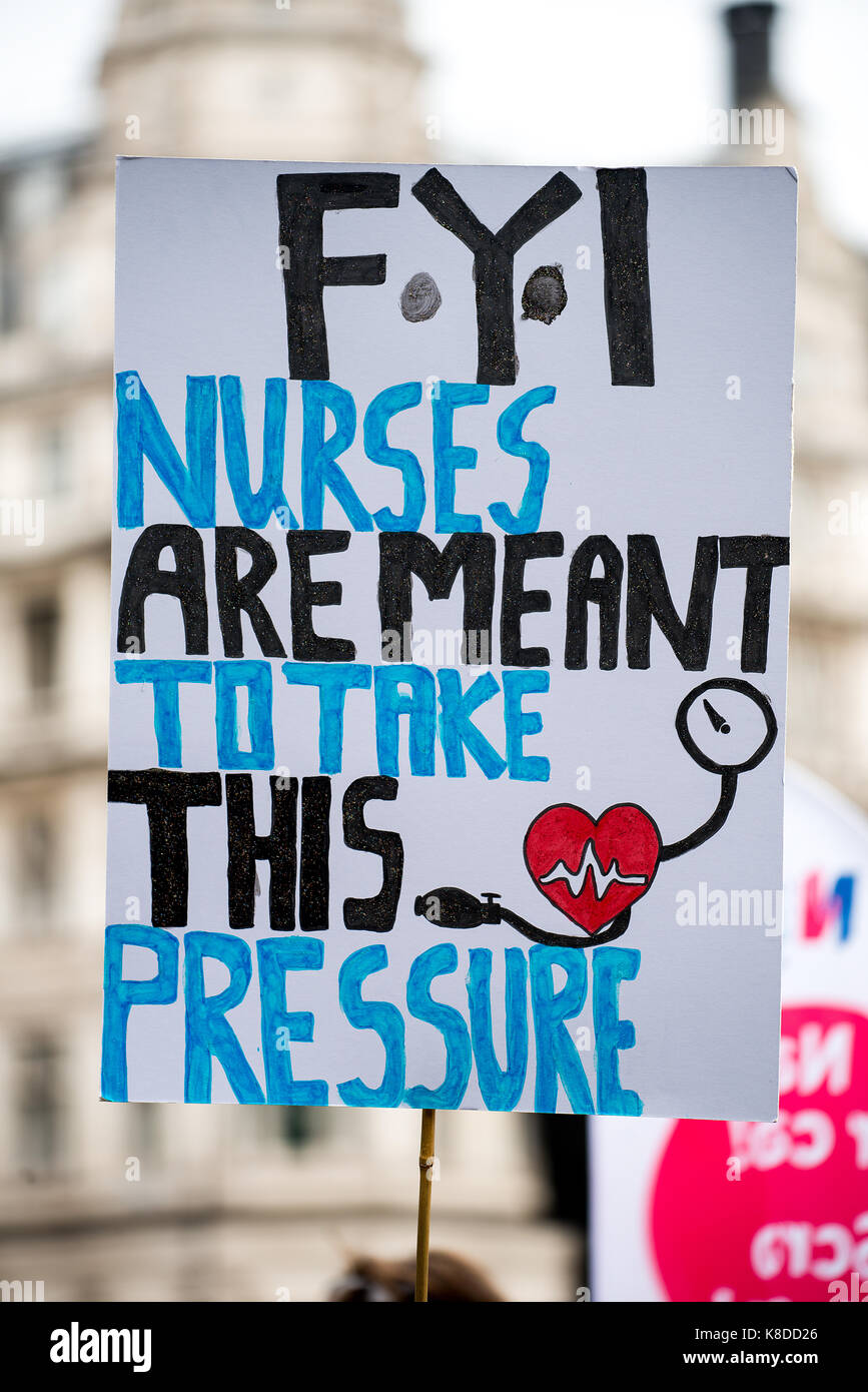 Scrap The Cap Protest - Thousands of nurses gather at Parliament Square in London, to campaign against the government's 1% public sector pay cap. Stock Photo