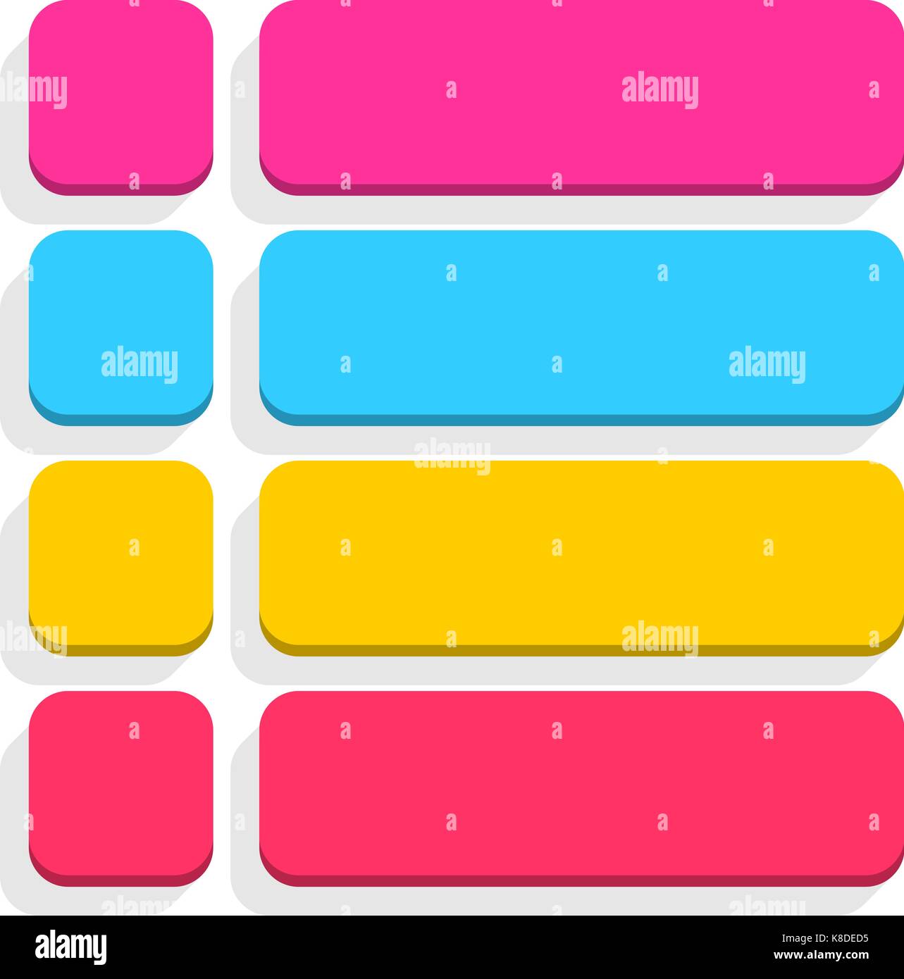 Flat blank icon square empty internet color button on white background ...