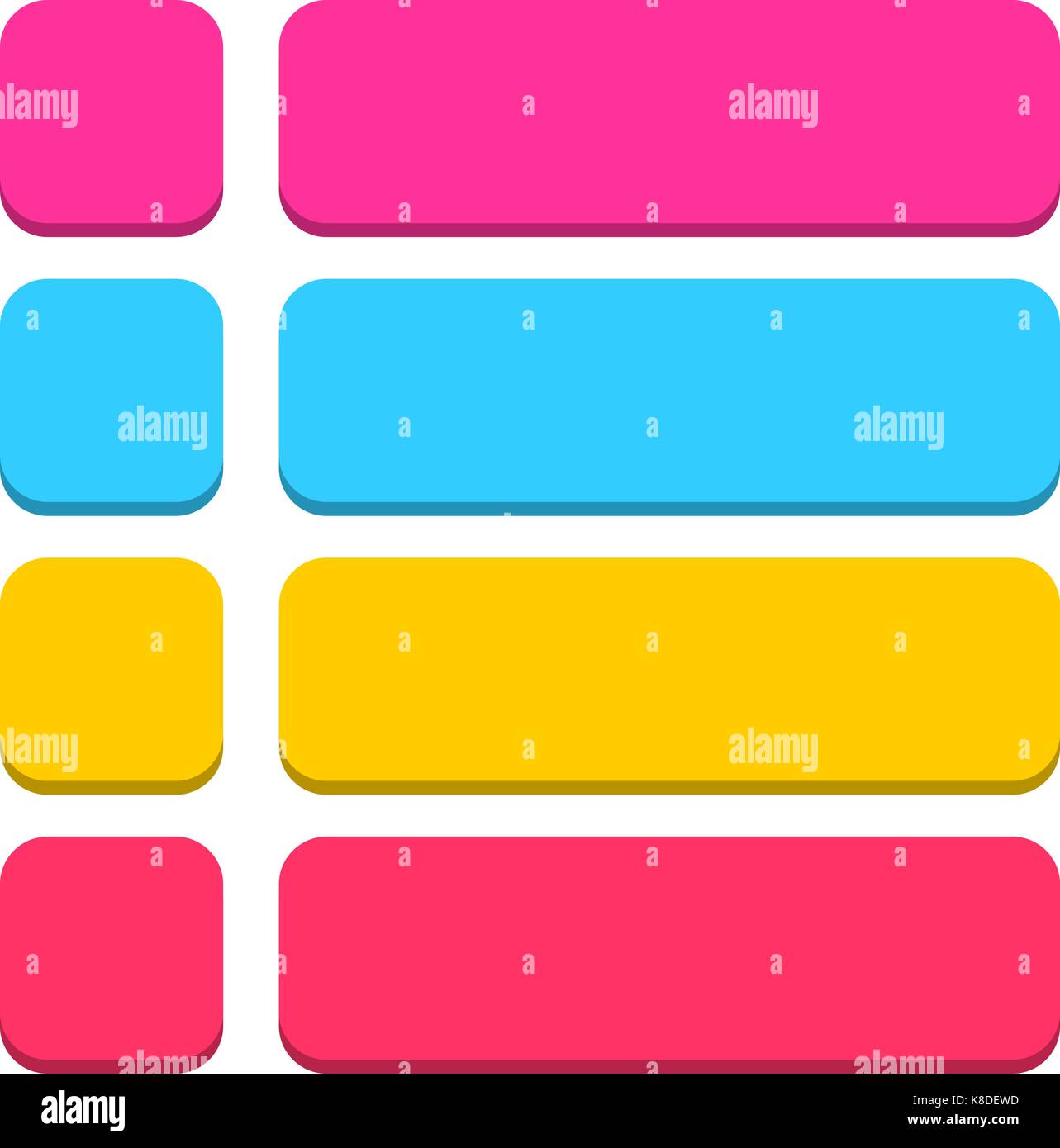 Flat blank icon square empty internet color button on white background ...