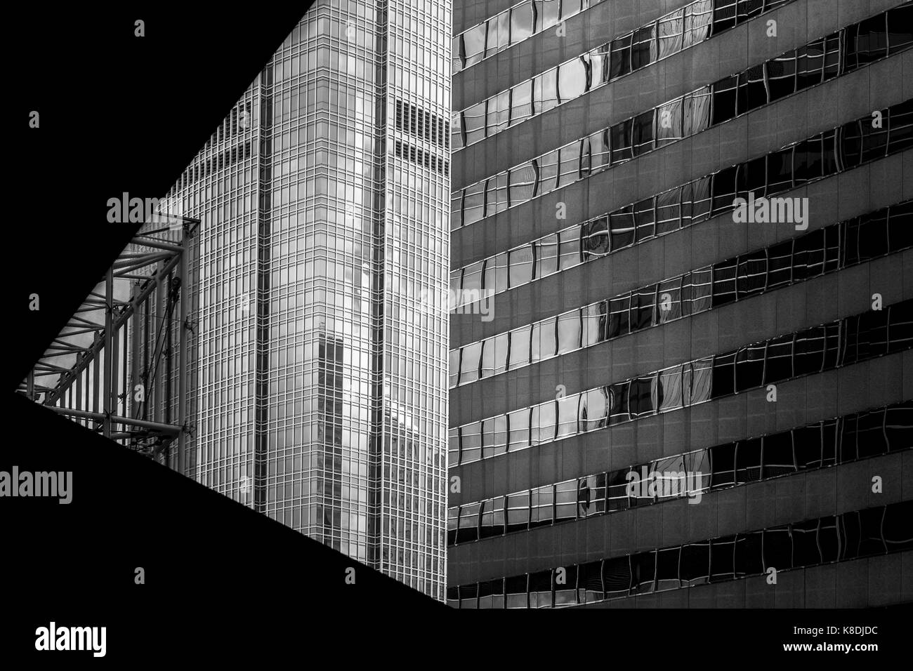 Windows Of Commercial Building In Hong Kong With B&W Color Stock Photo ...