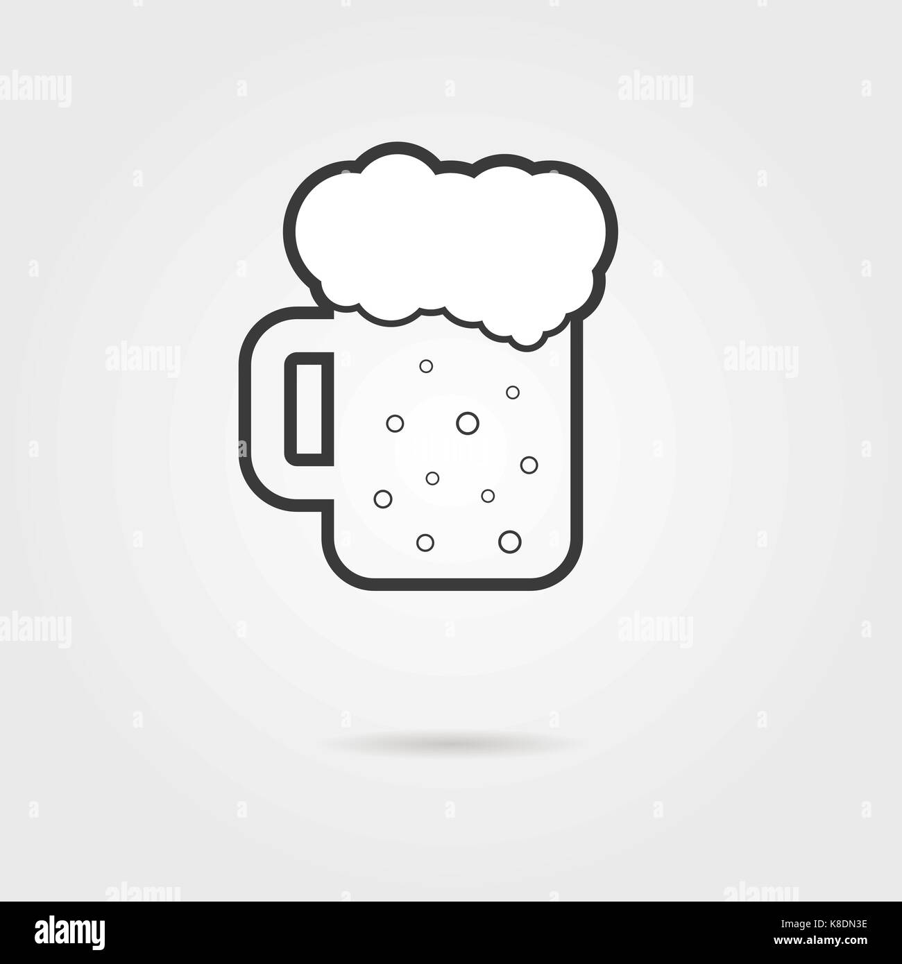 black outline glass of beer with shadow Stock Vector