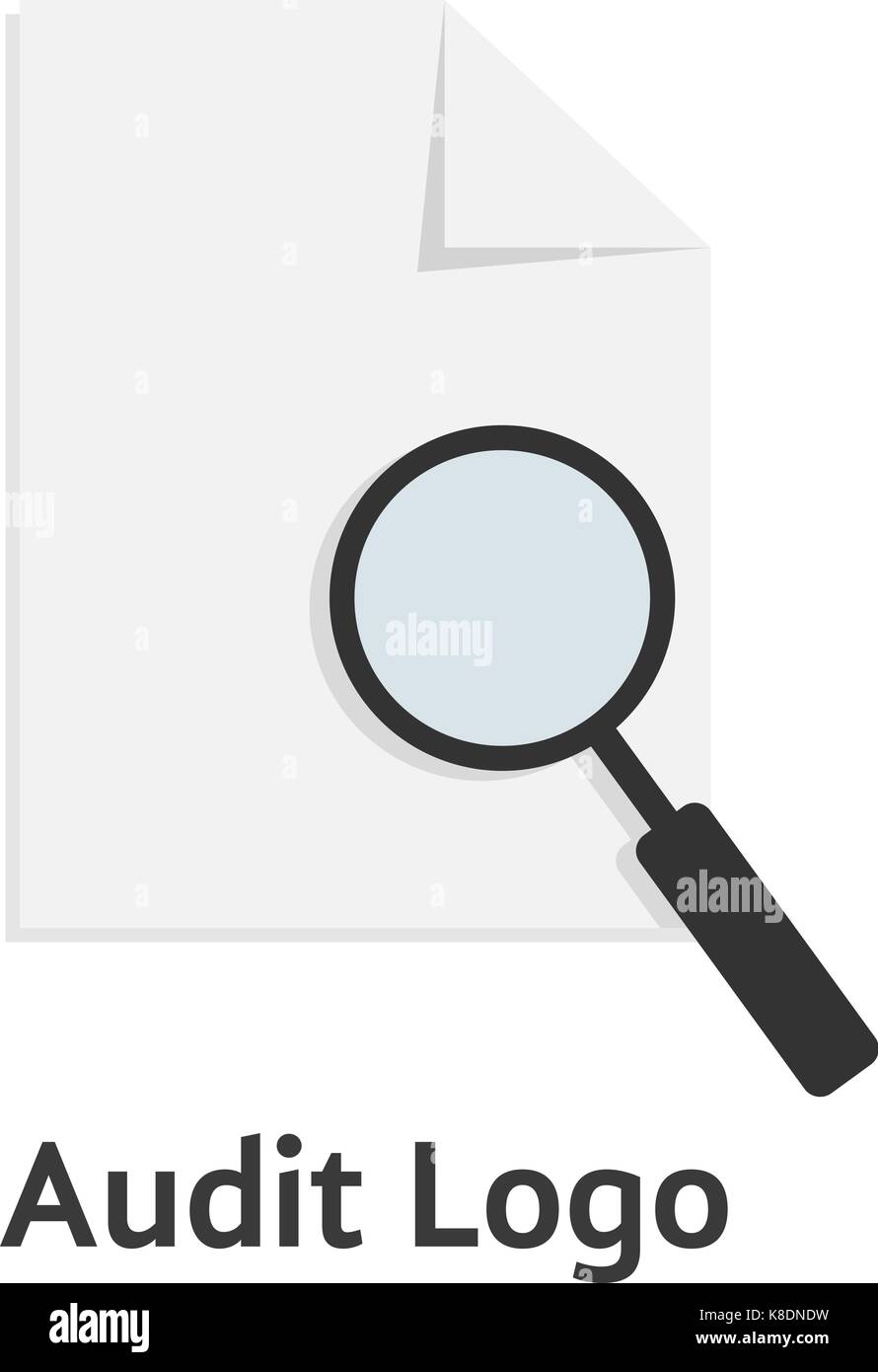 audit logotype with sheet of paper and magnifying glass Stock Vector ...