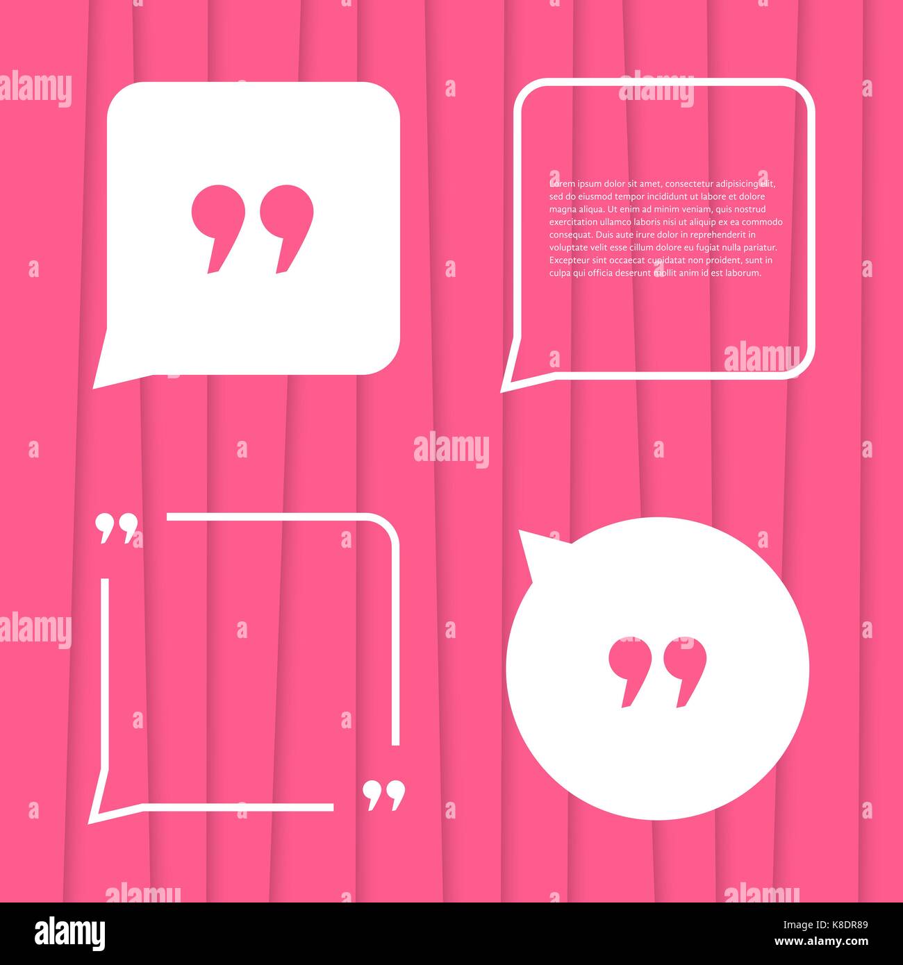 set of citation on pink striped background Stock Vector
